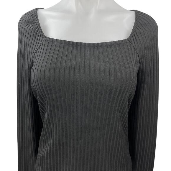 NEW Madewell Ottoman Black Ribbed Knit Square Neck Sweater Top Size XL - Picture 10 of 10